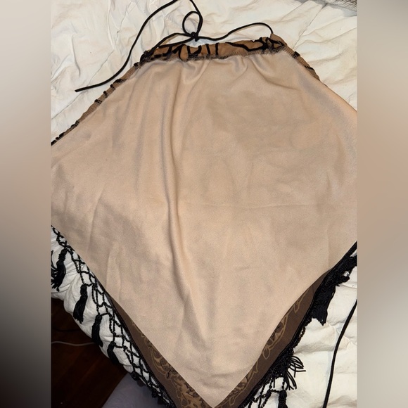 SOLD - Vintage - Black Velvet Fringe Glass Beaded Halter Top - Picture 7 of 7